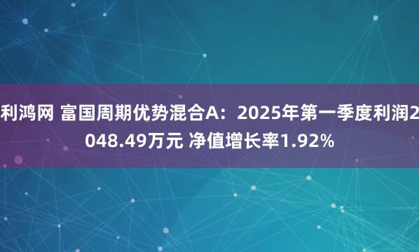 利鸿网 富国周期优势混合A：2025年第一季度利润2048.49万元 净值增长率1.92%