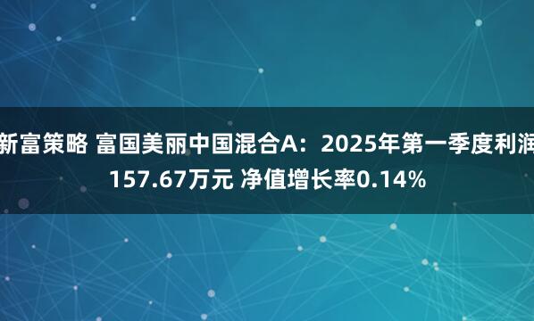 新富策略 富国美丽中国混合A：2025年第一季度利润157.67万元 净值增长率0.14%