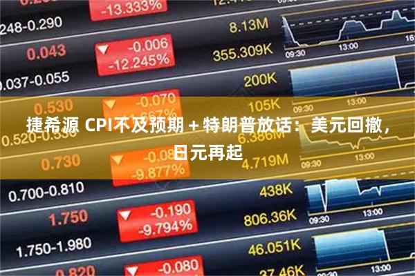 捷希源 CPI不及预期＋特朗普放话：美元回撤，日元再起